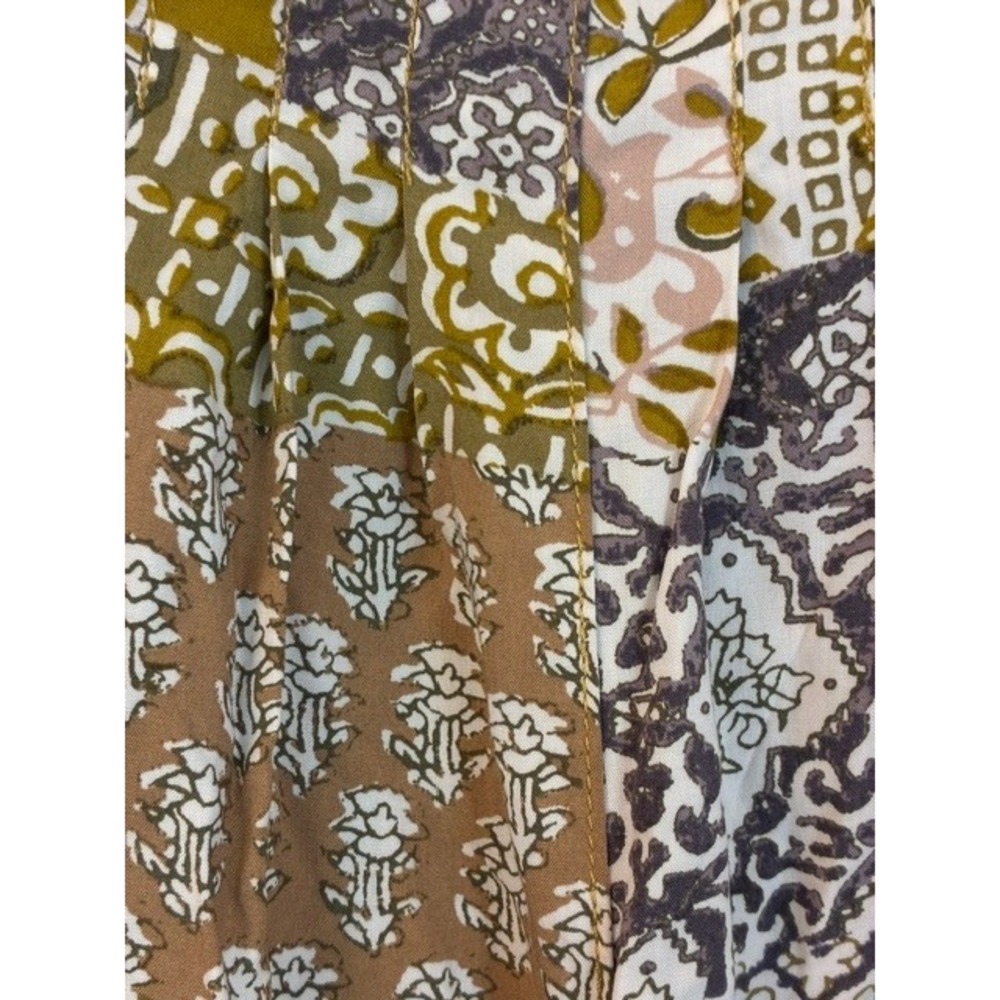 Maeve Anthropologie Shorts Women XS Mustard Patchwork Excellent Boho Rayon - Picture 4 of 7